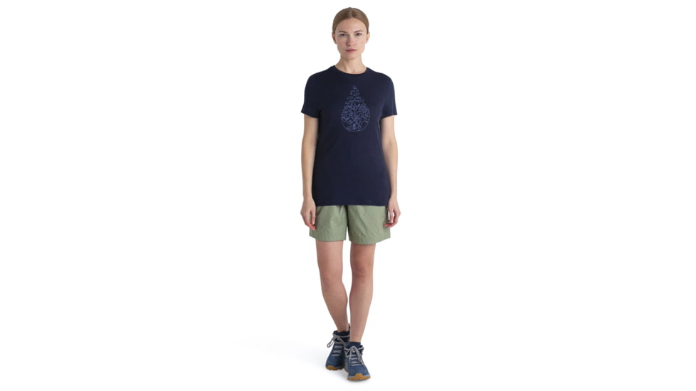 Icebreaker Merino 150 Tech Lite III SS Tee Hike Path - Womens, Midnight Navy, Extra Small, IB0A56YJ401XS