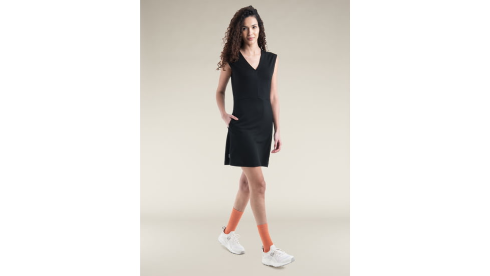 Icebreaker Merino 200 Granary Sleeveless V Neck Dress - Women's, Black, Extra Small, IB0A56XS001XS