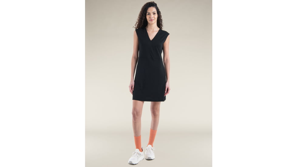 Icebreaker Merino 200 Granary Sleeveless V Neck Dress - Womens, Black, Extra Small, IB0A56XS001XS