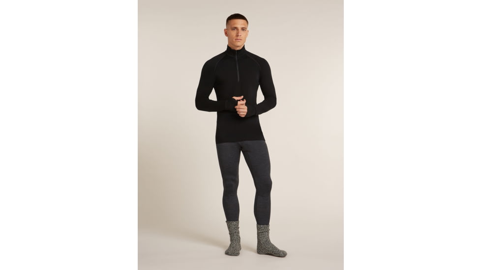 Icebreaker Merino 200 ZoneKnit Long Sleeve Half Zip Thermal Top - Mens, Black, Extra Large, IB0A57CH001XL