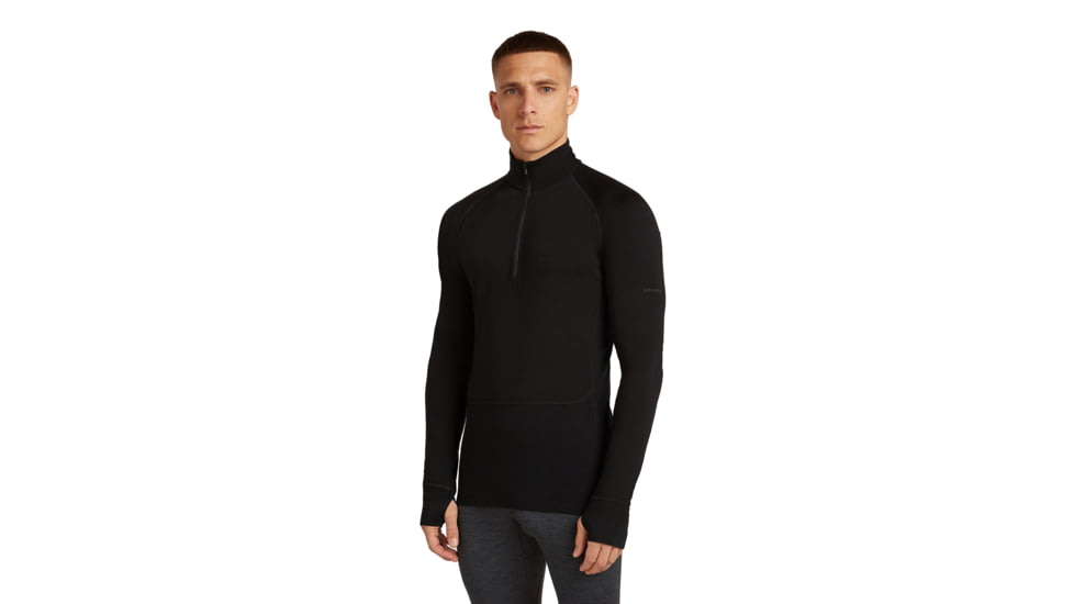 Icebreaker Merino 200 ZoneKnit Long Sleeve Half Zip Thermal Top - Mens, Black, Extra Large, IB0A57CH001XL