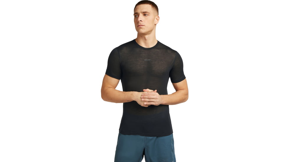 Icebreaker Merino Blend 75 Cool-Lite Ultralight SS Crewe - Men's, Black, Large, IB0A571F001L