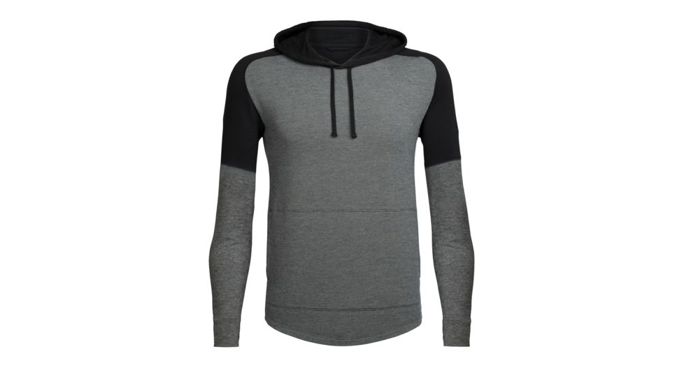 Icebreaker Cool-Lite Momentum Long Sleeve Hood - Men's, Black/Snow Heather/Black, Medium, 103615003M