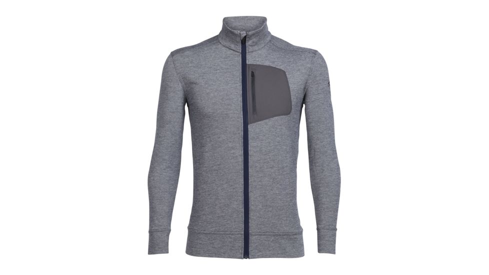 Icebreaker Momentum Long Sleeve Zip - Men's, Midnight Navy/Snow Heather/Monsoon, Large, 103613403L