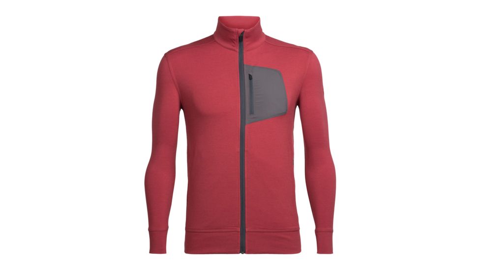 Icebreaker Momentum Long Sleeve Zip - Men's, Vintage Red/Monsoon, 3XL, 103613601XXXL