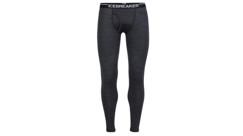 Icebreaker Oasis Leggings with Fly - Men's-Toothstripe Black/Jet Heather-X-Large