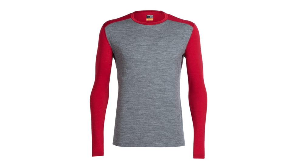 Icebreaker Oasis Long Sleeve Crew Top - Men's-Gritstone Hetaher/Oxblood-Medium