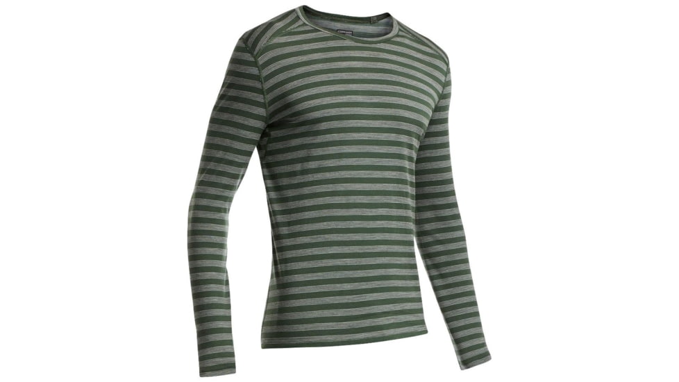 Oasis Long Sleeve Crewe Top - Mens-Stripe Conifer/Metro Heather-Large