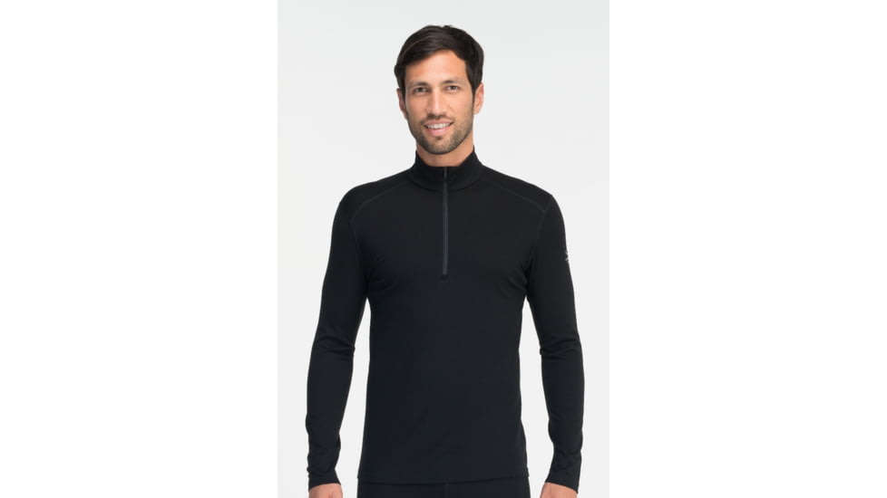 Icebreaker Oasis Long Sleeve Half Zip Top - Mens-Black-Large