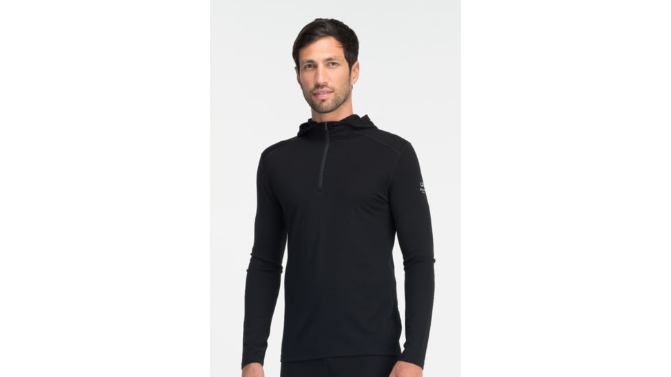 Icebreaker Oasis Long Sleeve Hood - Mens-Black-Large
