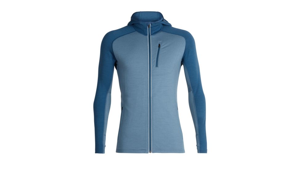 Icebreaker Quantum Long Sleeve Zip Hood - Mens, Granite Blue/Prussian Blue, Small, 103872-403-S