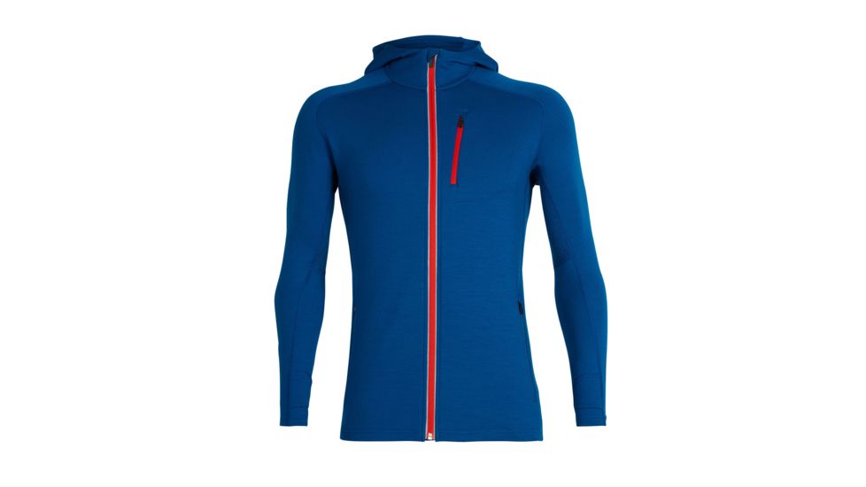 Icebreaker Quantum Long Sleeve Zip Hood - Mens, Isle/CHILI RED, XL, 103872405XL