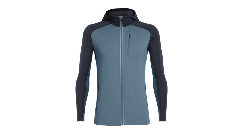Icebreaker Quantum Long Sleeve Zip Hood - Mens, Thunder/Midnight Navy, Medium, 103872B07M