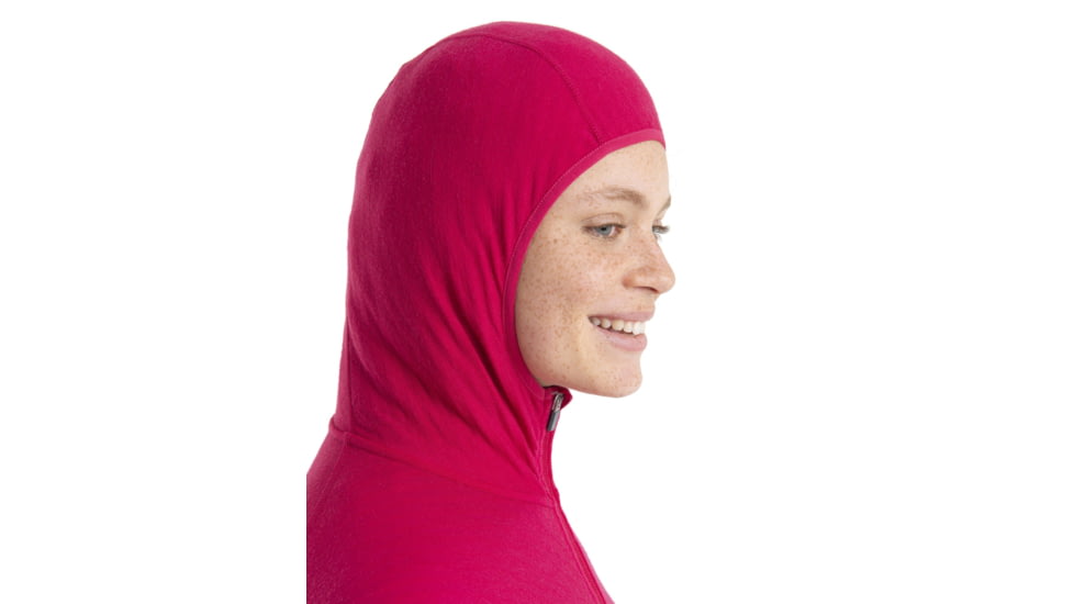 Icebreaker RealFleece Descender Long Sleeve Zip Hood Jacket - Womens, Electron Pink/Tempo, Medium, IB104491933M