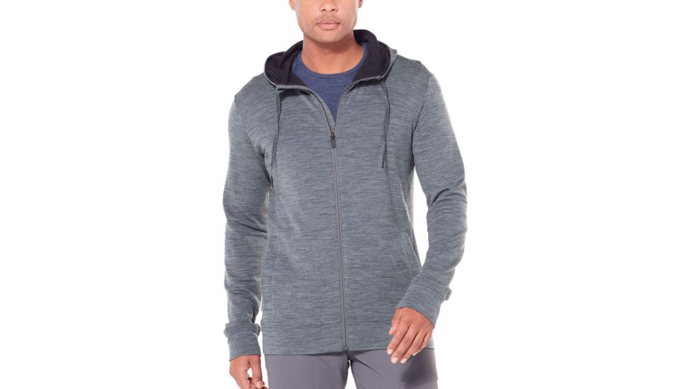 Icebreaker Shifter Long Sleeve Zip Hood - Men's, Gritstone Heather, Extra Large, 104044002XL
