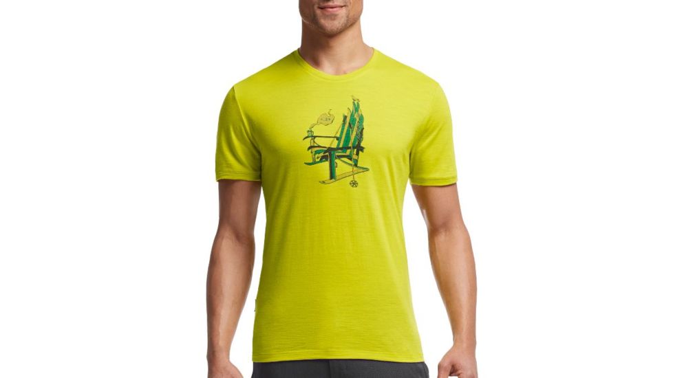 Tech Lite Short Sleeve Crew Graphic - Mens-Ski Rocker / Chartreuse-Small