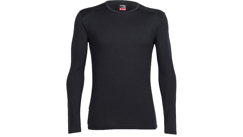 Icebreaker Tech Long Sleeve Crew Top - Men's-Black/Black/Black-Large