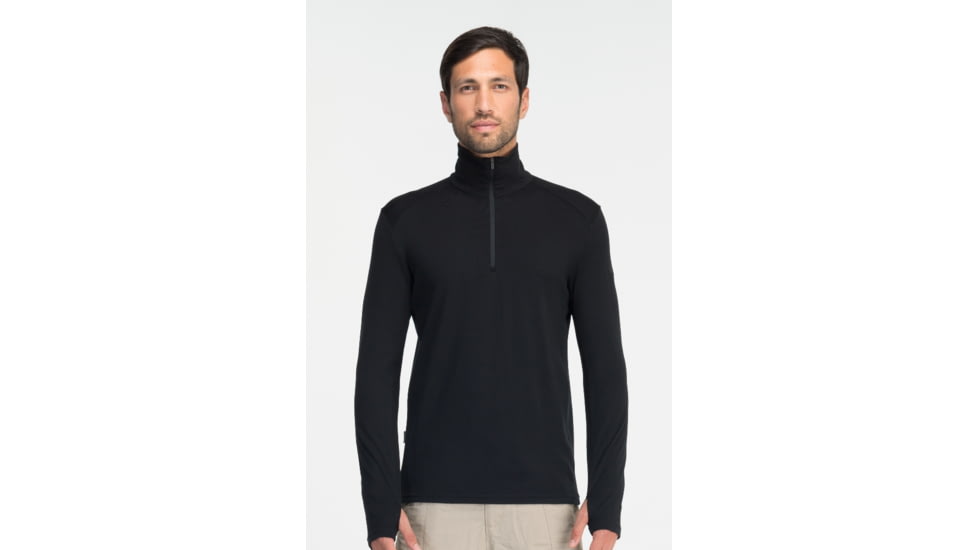 Icebreaker Tech Long Sleeve Half Zip - Mens-Black-Medium