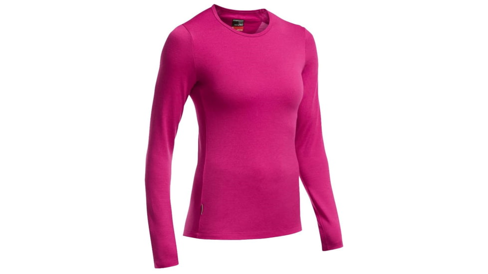 Icebreaker Tech Top Long Sleeve Crew - Womens-Raspberry-Medium