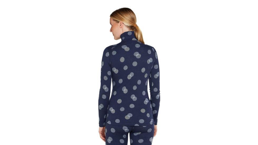 Icebreaker Women Merino 260 Vertex LS Half Zip Falling Flakes, Midnight Navy/Snow/J, L, IB0A574P259L