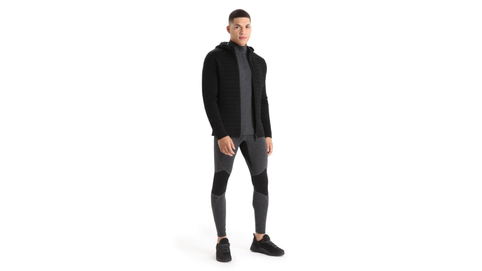 Icebreaker ZoneKnit Insulated Long Sleeve Zip Hoodie - Mens, Black, Large, IB0A59HH001L