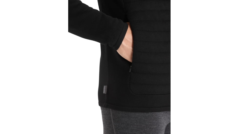 Icebreaker ZoneKnit Insulated Long Sleeve Zip Hoodie - Mens, Black, Large, IB0A59HH001L