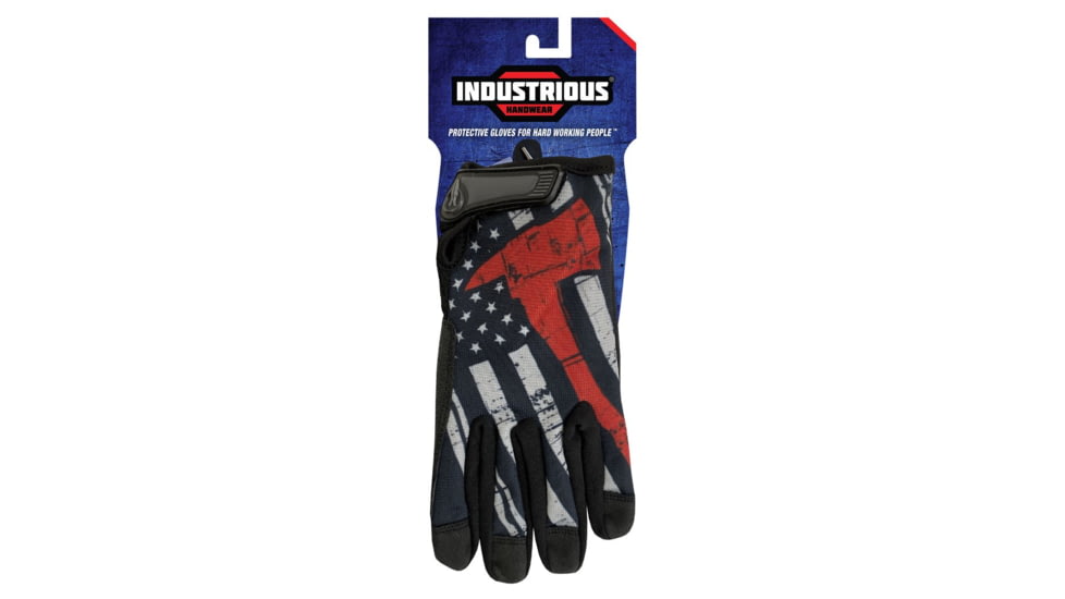 Industrious Handwear Red Line Flag w/Axe - Unlined - Full Finger Gloves, Large, EGC-RLF-L