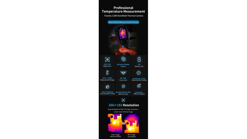 Infiray Handheld Thermal Imaging Imager, Black/Red, C200
