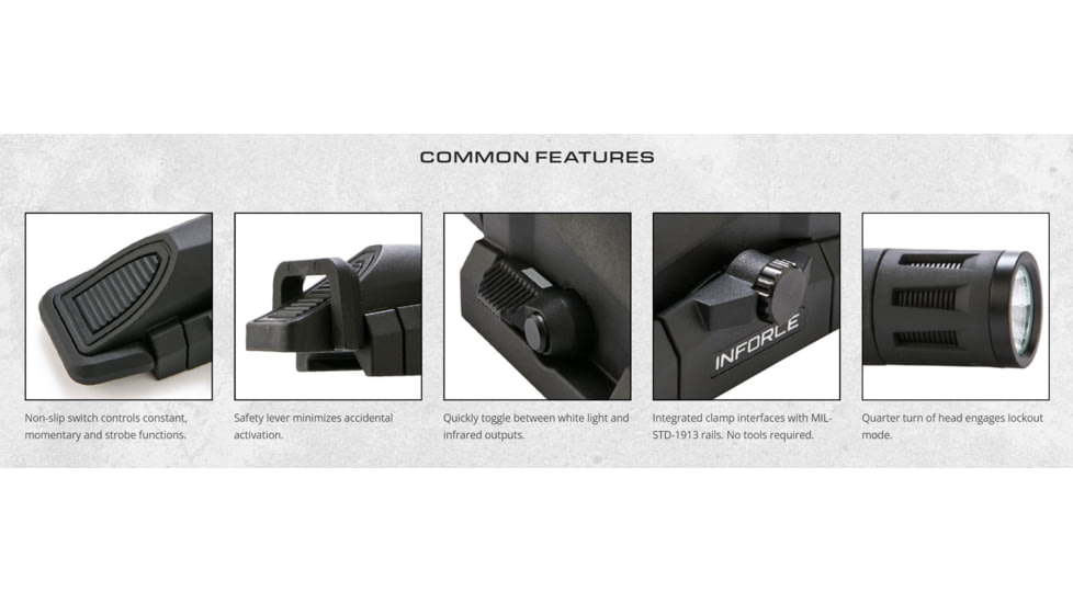 INFORCE TFx Handheld White Flashlight, LED, 700 Lumens, Black, TFX-05-1