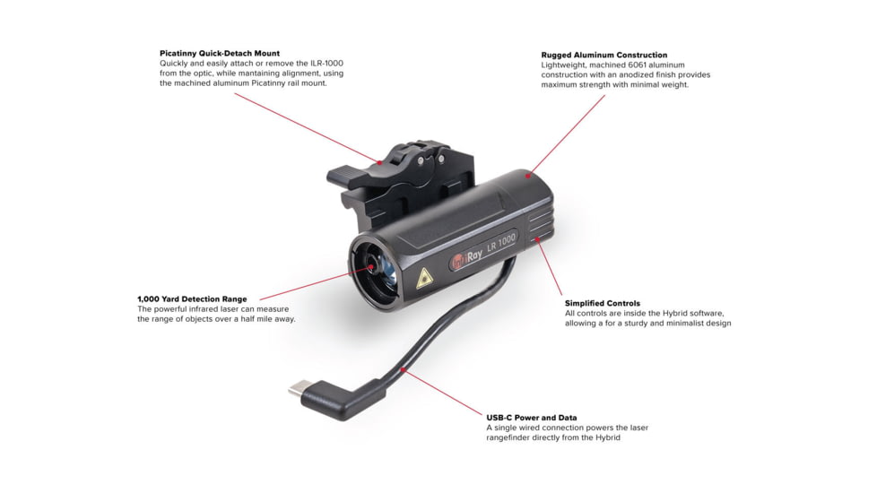 iRay USA Rico Hybrid IRAYAC82 ILR-1000-2 AC82 Module 1000 yds Detection Range, Black ABS/Aluminum