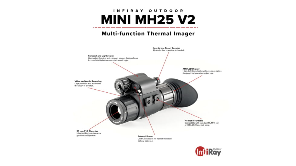 IRay USA IRAYMH25W MINI V2 MH25W Thermal Monocular Black 1x 25mm Zoom 8x Feature