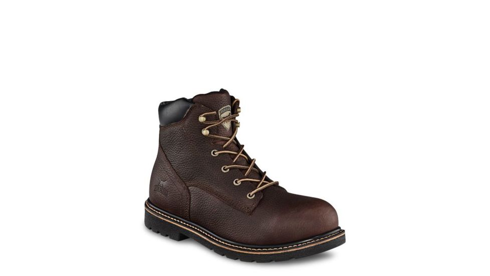 Irish Setter Farmington 83604 Mens Boot w/ Safety Toe, 6 in Height, Dark Brown Worn Saddle Leather, D Medium Width, Brown, 9.5, 83604D 095