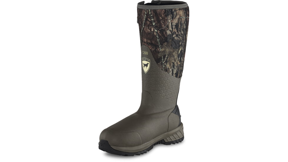 Irish Setter MudTrek, Rain Boots, Vulcanized Rubber, 1200 gram Primaloft Insulation, Mossy Oak Break-Up Country, 4, 04854E 040