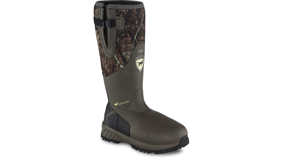Irish Setter MudTrek, Rain Boots, Vulcanized Rubber, 1200 gram Primaloft Insulation, Mossy Oak Break-Up Country, 4, 04854E 040