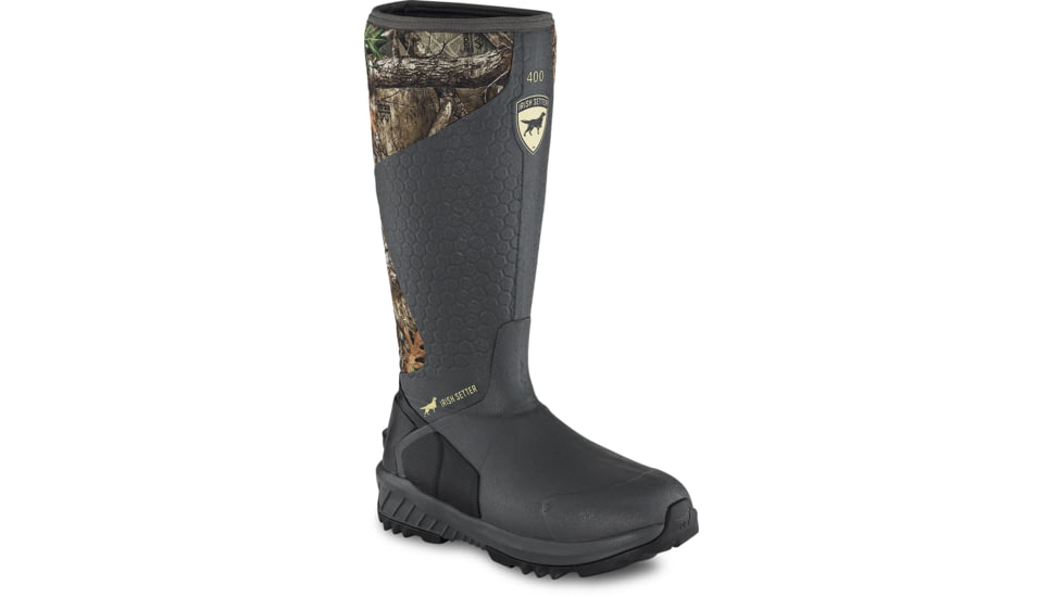 Irish Setter MudTrek, Rain Boots, Vulcanized Rubber, 400 gram Primaloft Insulation, Realtree Edge, 4, 04846E 040