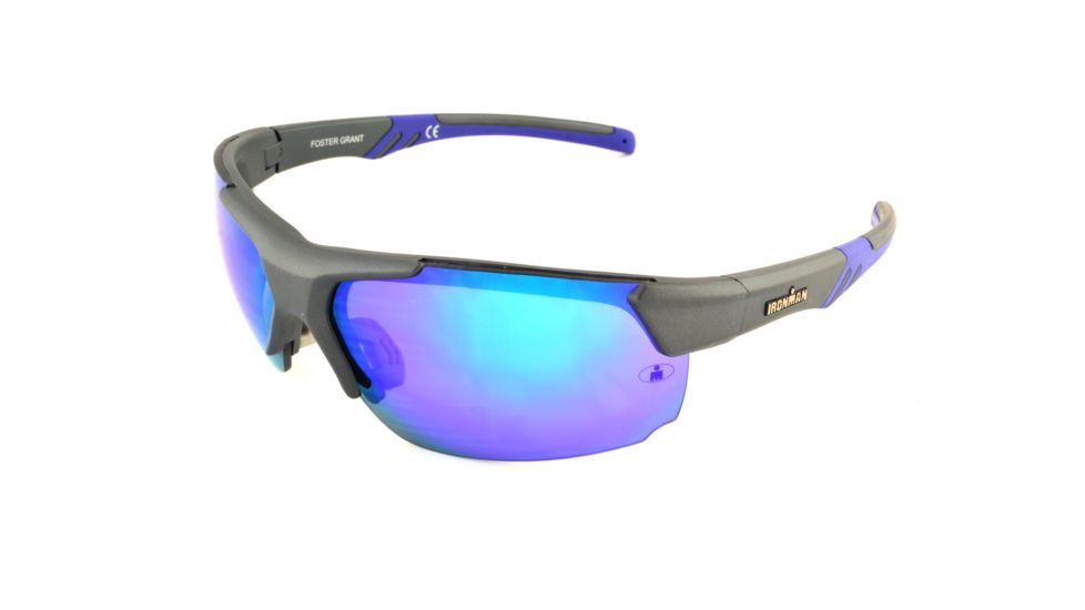 Ironman Rivalry Sunglasses, Matte Metallic Graphite Frame, Smoke with Blue Mirror Lens, 10224625.QTS