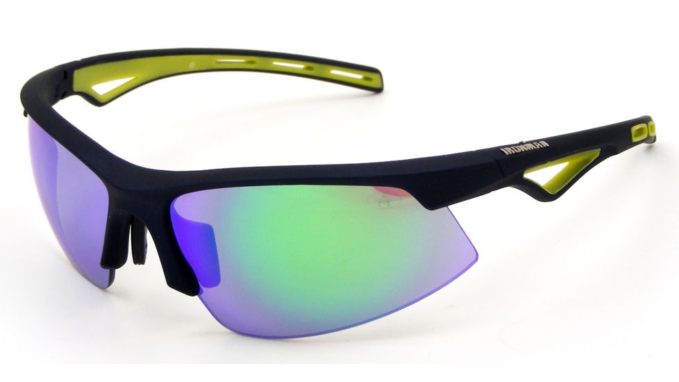 Ironman Swim Sunglasses, Matte Navy Metallic Frame, Smoke with Green Mirror Lens, 10224626.QTS