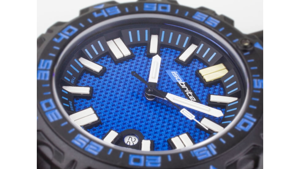 Isobrite Afterburner Series T100 Tritium Watch, Black/Blue, 47mm, ISO4001