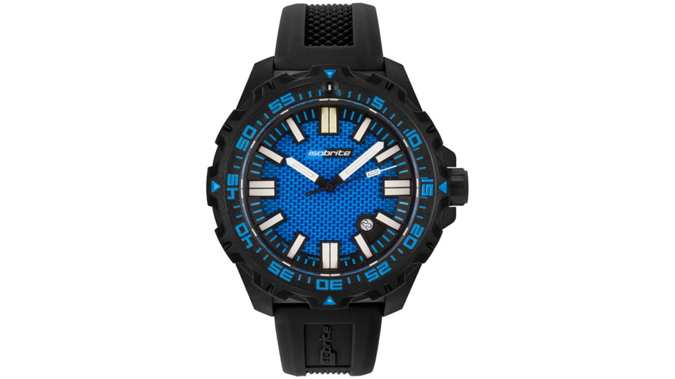 Isobrite Afterburner Series T100 Tritium Watch, Black/Blue, 47mm, ISO4001