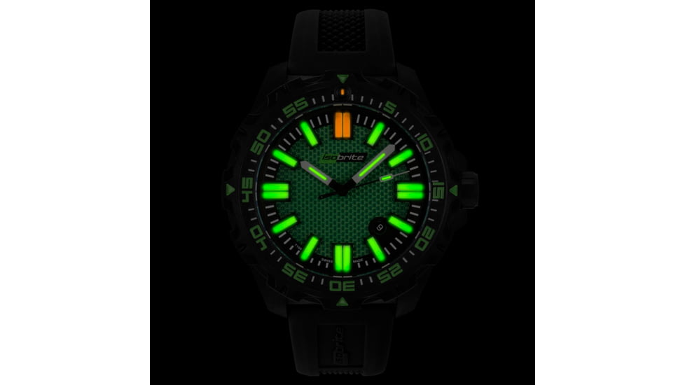 Isobrite Afterburner Series T100 Tritium Watch, Black/Green, 47mm, ISO4002