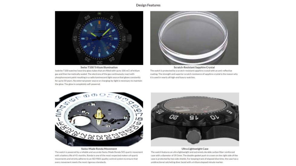 Isobrite ISO353 Valor 39.5mm Midsize Blue T100 Tritium Illuminated Watch, Black Case, Blue Dial, 39.5mm, ISO353