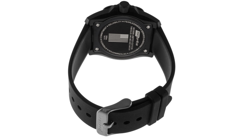 Isobrite Thin Blue Line T100 Tritium Mid-Size Watch, Black/Gray, 39.5mm, ISO3006