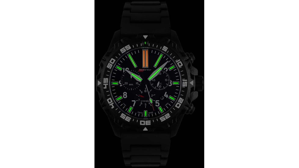 Isobrite Valor Swiss T100 Tritium Illuminated Chronograph, Polyurethane, ISO413