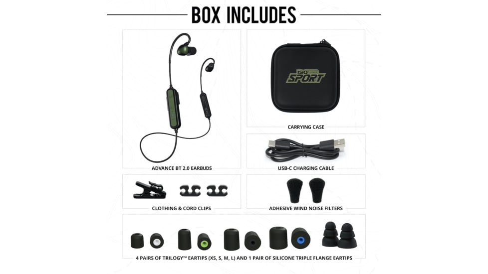ISOtunes Sport Advance BT 2.0 Protective Ear Plugs, 26 dB, 1 Pair, OD Green, Universal, IT-36B