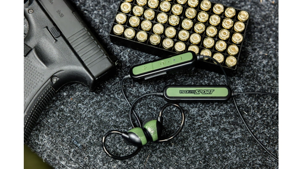 ISOtunes Sport Advance BT 2.0 Protective Ear Plugs, 26 dB, 1 Pair, OD Green, Universal, IT-36B