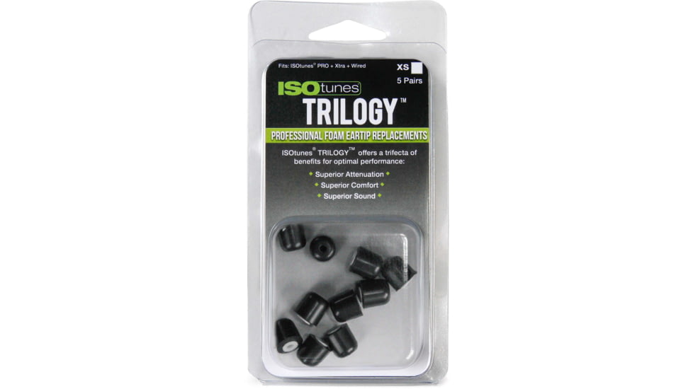 ISOtunes Sport Advance Trilogy Replacement Foam Ear Tips,5 Pairs, Extra Small/Small Short, IT-50