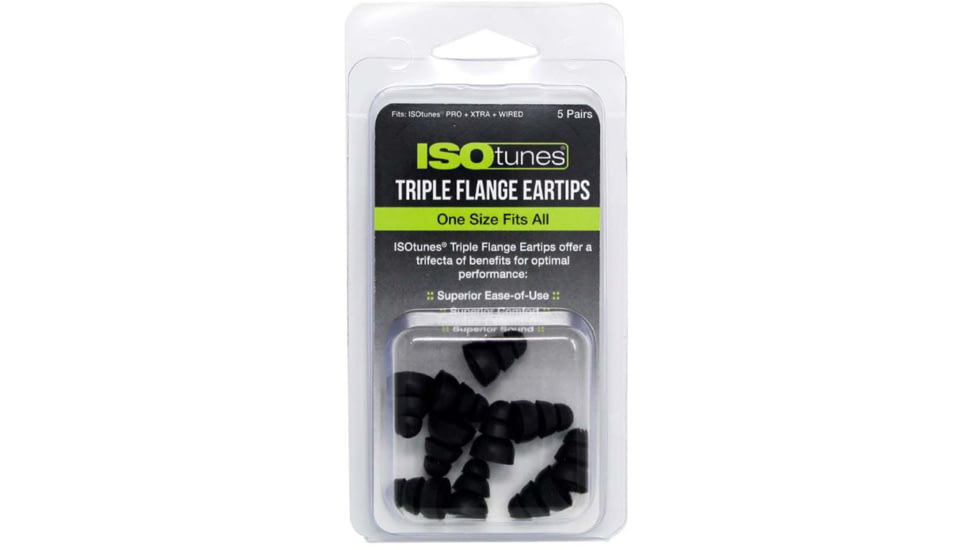 ISOtunes Sport Advance Triple-Flange Replacement Ear Tips, Silicone, 5 Pairs, Universal, IT-54