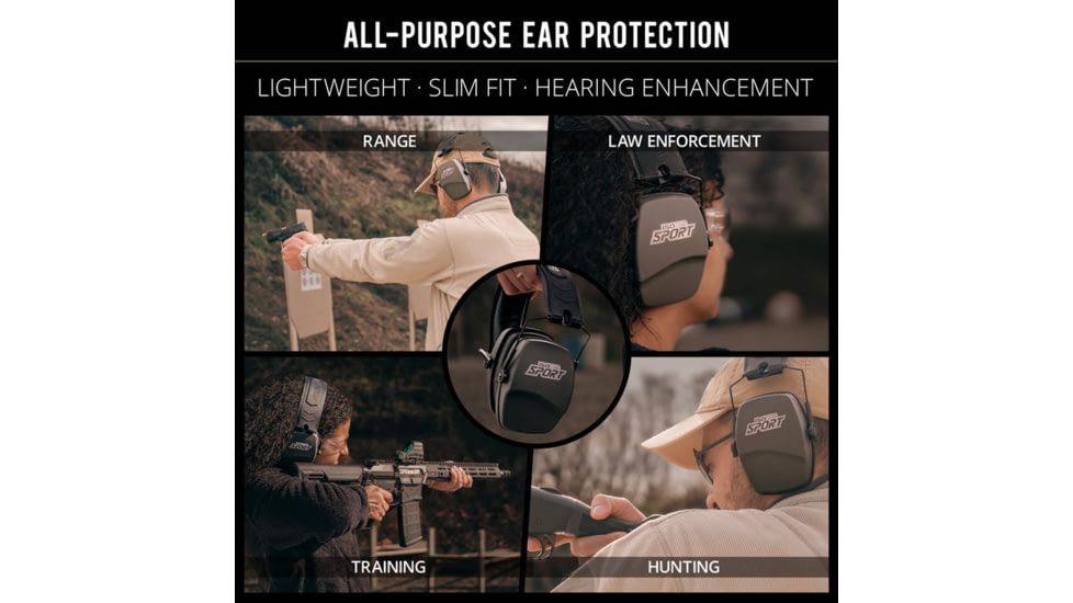 ISOtunes Sport DEFY Slim Passive Earmuffs, Black, Small/Large, IT-78