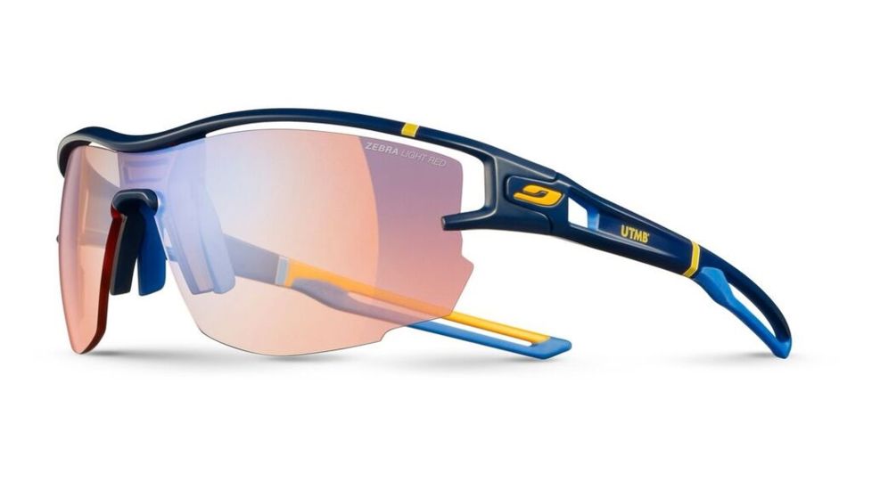 Julbo Aero Pro Team Zebra Light Red  Sunglasses, Dark Blue/Blue/Yellow J4833432