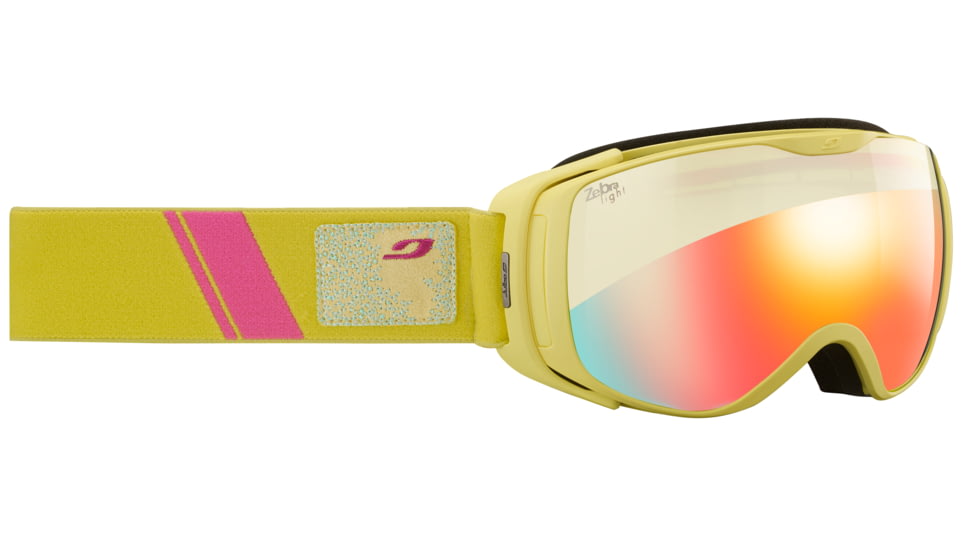 JULBO Luna Ski Goggles,Yellow Ski Goggles,Zebra Light Lenses w/Multilayer Fire Flash, Small 72831155